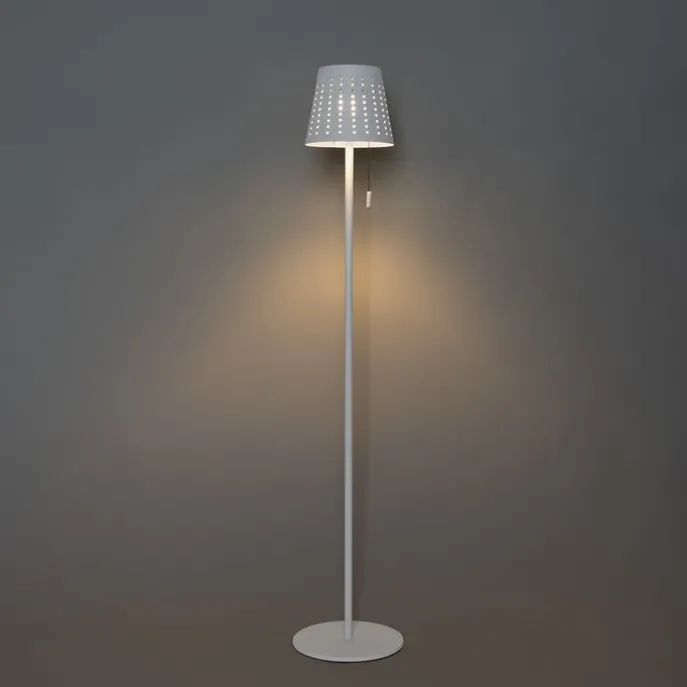 Buiten vloerlamp wit incl. LED 3-staps dimbaar op solar - Ferre