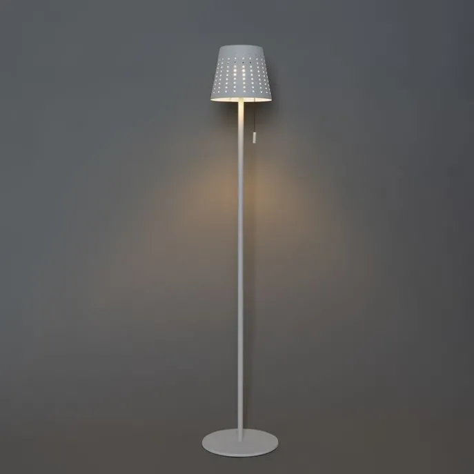 Buiten vloerlamp wit incl. LED 3-staps dimbaar op solar - Ferre