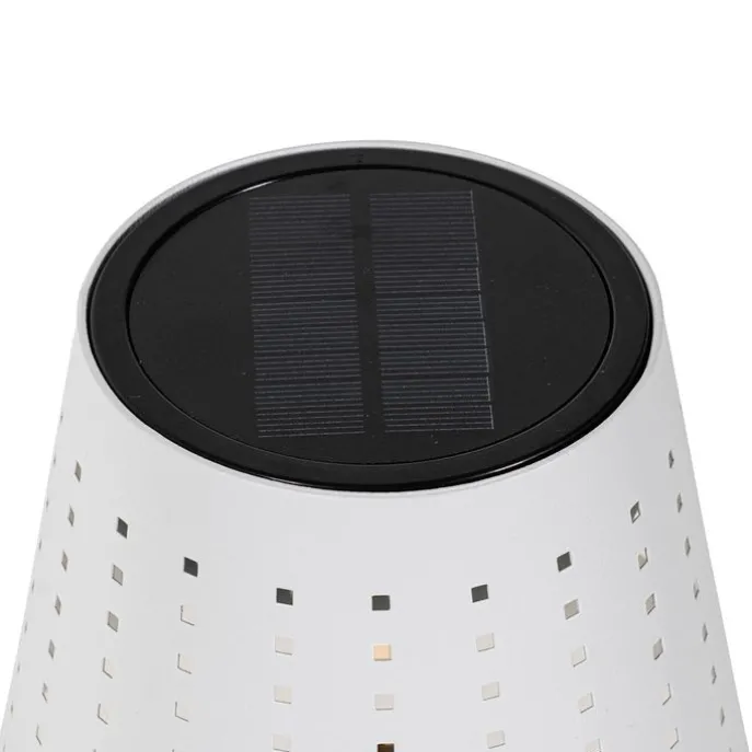 Buiten vloerlamp wit incl. LED 3-staps dimbaar op solar - Ferre