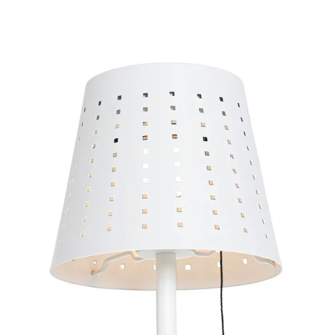 Buiten vloerlamp wit incl. LED 3-staps dimbaar op solar - Ferre