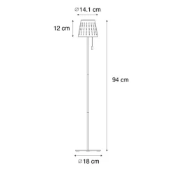 Buiten vloerlamp wit incl. LED 3-staps dimbaar op solar - Ferre