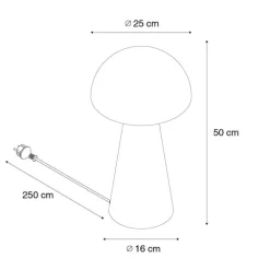 Buiten vloerlamp zwart 50 cm - Mushroom