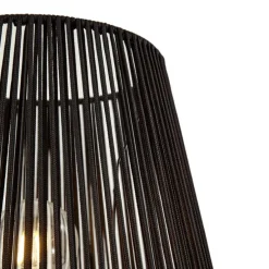 Buiten vloerlamp zwart met kap zwart touw IP44 - Virginia Jayla