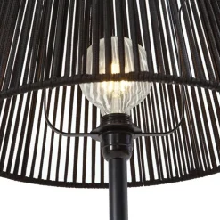 Buiten vloerlamp zwart met kap zwart touw IP44 - Virginia Jayla