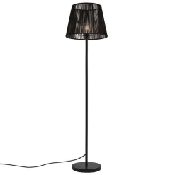 Buiten vloerlamp zwart met kap zwart touw IP44 - Virginia Jayla