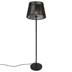 Buiten vloerlamp zwart met kap zwart touw IP44 - Virginia Jayla