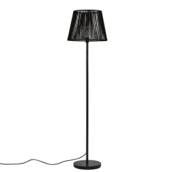 Buiten vloerlamp zwart met kap zwart touw IP44 - Virginia Jayla