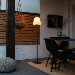 Buiten vloerlamp zwart met witte kap IP65 25 cm - Virginia