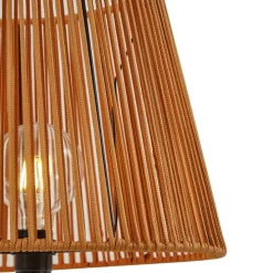 Buiten vloerlamp zwart met kap oranje touw IP44 - Virginia Jayla