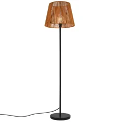 Buiten vloerlamp zwart met kap oranje touw IP44 - Virginia Jayla