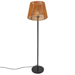 Buiten vloerlamp zwart met kap oranje touw IP44 - Virginia Jayla