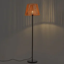 Buiten vloerlamp zwart met kap oranje touw IP44 - Virginia Jayla