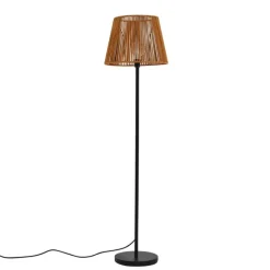 Buiten vloerlamp zwart met kap oranje touw IP44 - Virginia Jayla