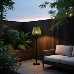 Buiten vloerlamp zwart met kap groen touw IP44 - Virginia Jayla