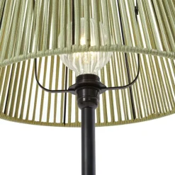 Buiten vloerlamp zwart met kap groen touw IP44 - Virginia Jayla