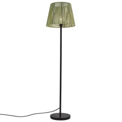 Buiten vloerlamp zwart met kap groen touw IP44 - Virginia Jayla