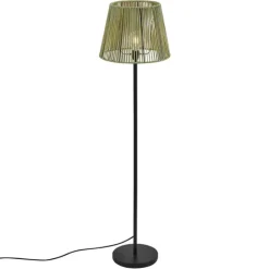 Buiten vloerlamp zwart met kap groen touw IP44 - Virginia Jayla