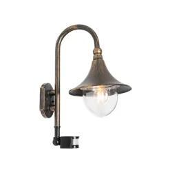 Buiten wandlamp antiek goud IP44 incl. bewegingsmelder - Daphne