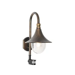Buiten wandlamp antiek goud IP44 incl. bewegingsmelder - Daphne