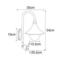 Buiten wandlamp antiek goud IP44 incl. bewegingsmelder - Daphne