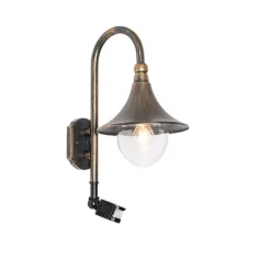 Buiten wandlamp antiek goud IP44 incl. bewegingsmelder - Daphne