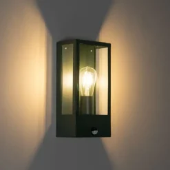 Buiten wandlamp donker groen met bewegingsmelder IP44 - Rotterdam