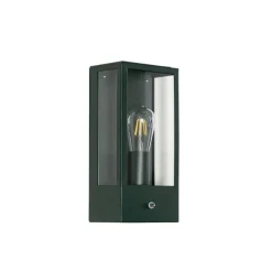 Buiten wandlamp donker groen met schemersensor IP44 - Rotterdam