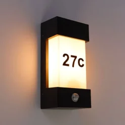 Buiten wandlamp donkergrijs IP44 bewegingssensor - Tide