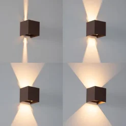 Buiten wandlamp roestbruin incl. LED 2-lichts IP54 - Edwin