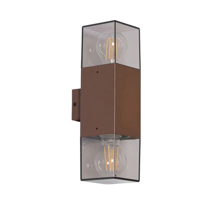 Buiten wandlamp roestbruin met smoke kap 2-lichts IP44 - Denmark