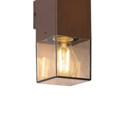 Buiten wandlamp roestbruin met smoke kap 2-lichts IP44 - Denmark
