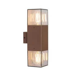 Buiten wandlamp roestbruin met smoke kap 2-lichts IP44 - Denmark