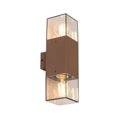 Buiten wandlamp roestbruin met smoke kap 2-lichts IP44 - Denmark