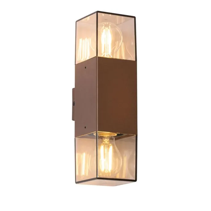Buiten wandlamp roestbruin met smoke kap 2-lichts IP44 - Denmark