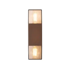 Buiten wandlamp roestbruin met smoke kap 2-lichts IP44 - Denmark