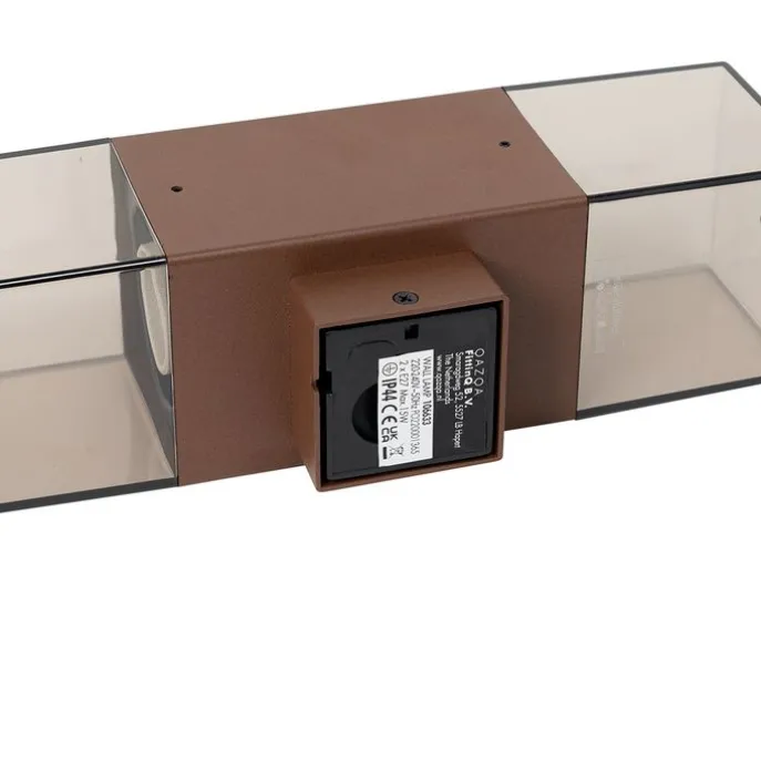 Buiten wandlamp roestbruin met smoke kap 2-lichts IP44 - Denmark