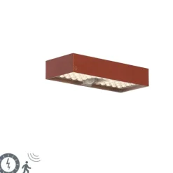 Buiten wandlamp rood met dimlicht en sensor op solar - Kayo