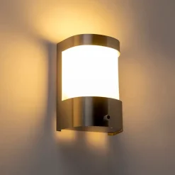 Buiten wandlamp RVS schemersensor - Mira
