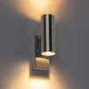 Buiten wandlamp staal 2-lichts IP44 met schemersensor - Duo