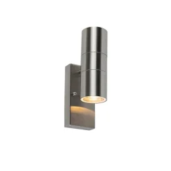 Buiten wandlamp staal 2-lichts IP44 met schemersensor - Duo