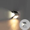 Buiten wandlamp wit 14,5 cm met dimlicht en sensor op solar - Daya