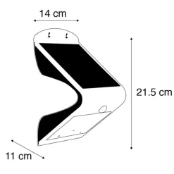 Buiten wandlamp wit 21,5 cm met dimlicht en sensor op solar - Daya