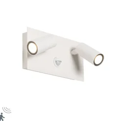 Buiten wandlamp wit incl. LED 2-lichts bewegingssensor- Simon