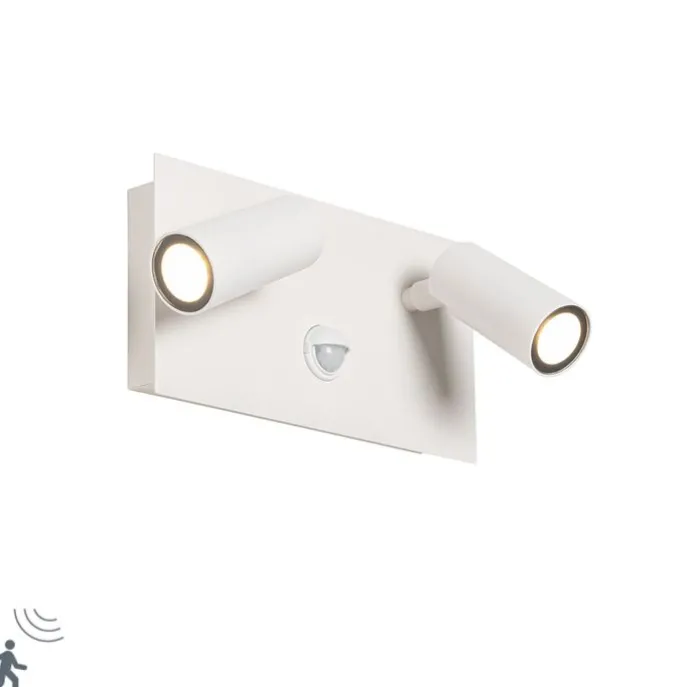 Buiten wandlamp wit incl. LED 2-lichts bewegingssensor- Simon