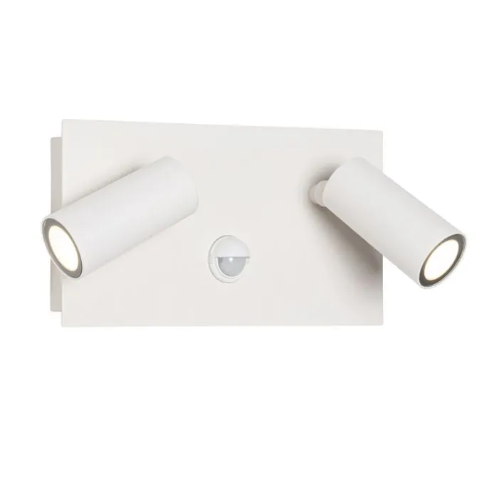 Buiten wandlamp wit incl. LED 2-lichts bewegingssensor- Simon