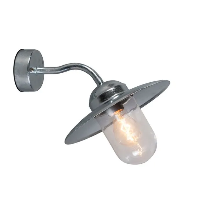 Buiten wandlamp zink met glas IP44 - Munich