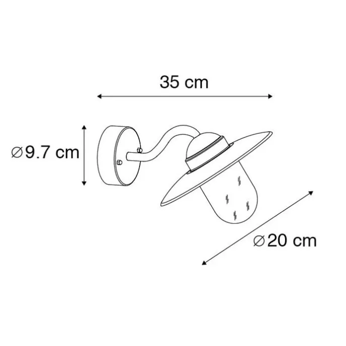 Buiten wandlamp zink met glas IP44 - Munich