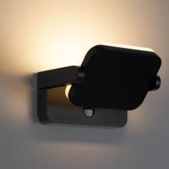 Buiten wandlamp zwart incl. LED verstelbaar met bewegingssensor - Kamile