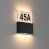Buiten wandlamp zwart incl. LED met huisnummers IP54 - Kandi