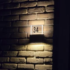 Buiten wandlamp zwart incl. LED met huisnummers IP54 - Kandi